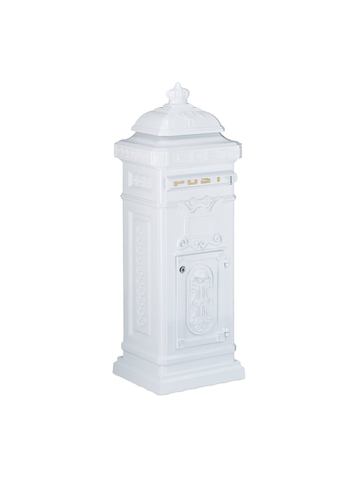 Standbriefkasten in Weiß - (B)34,5 x (H)101 x (T)31 cm