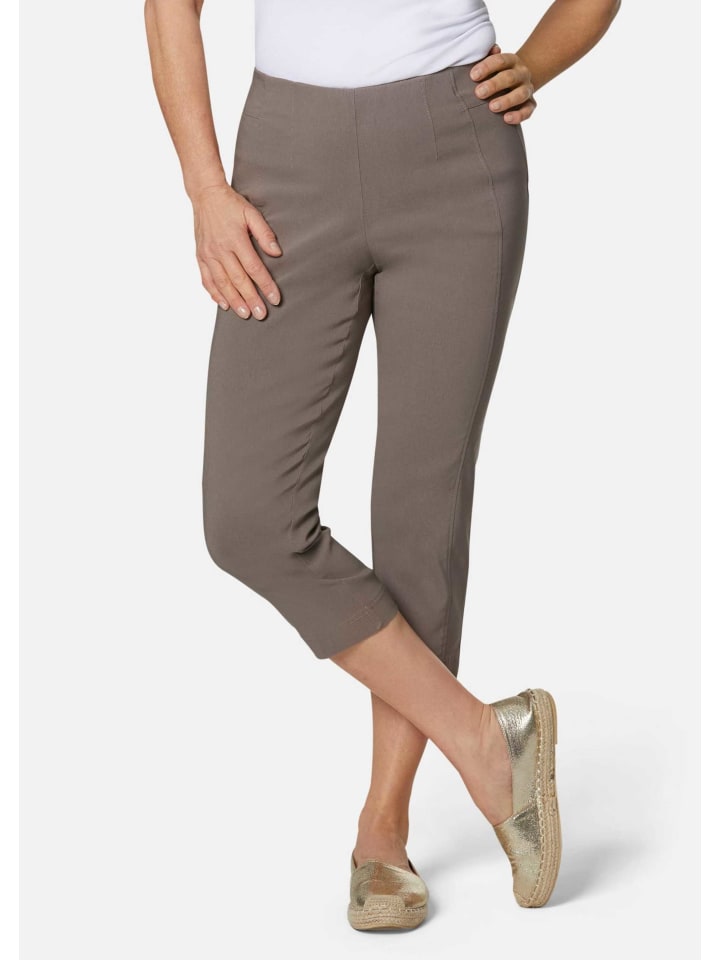 Kurzgröße: Schlupfhose LOUISA mit Steppnähten in taupe