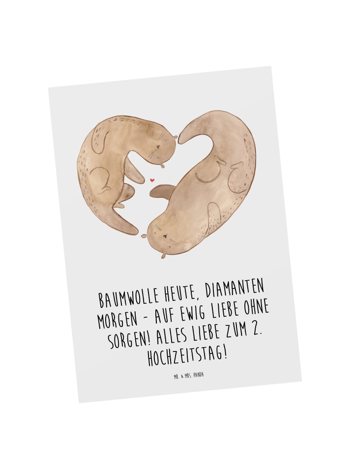 Postkarte 2. Hochzeitstag Baumwollhochzeit mit ... in Weiß