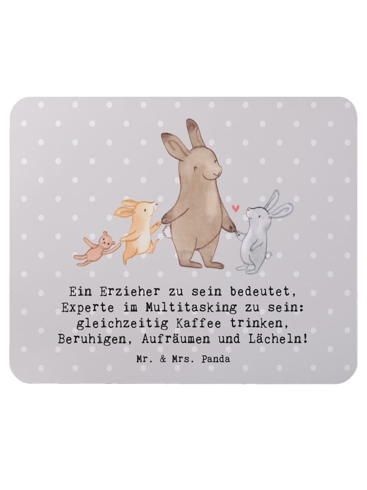 Maus Pad Multitasking Erzieher mit Spruch in Grau Pastell