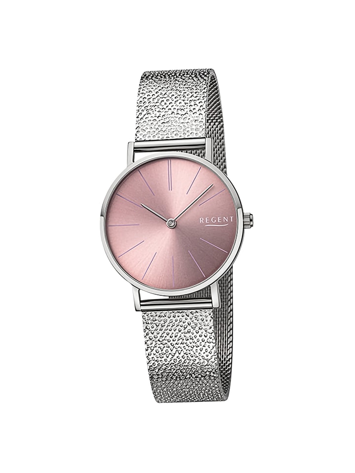 Armbanduhr-Analog silber mittel (ca. 32mm) Regent Metallarmband