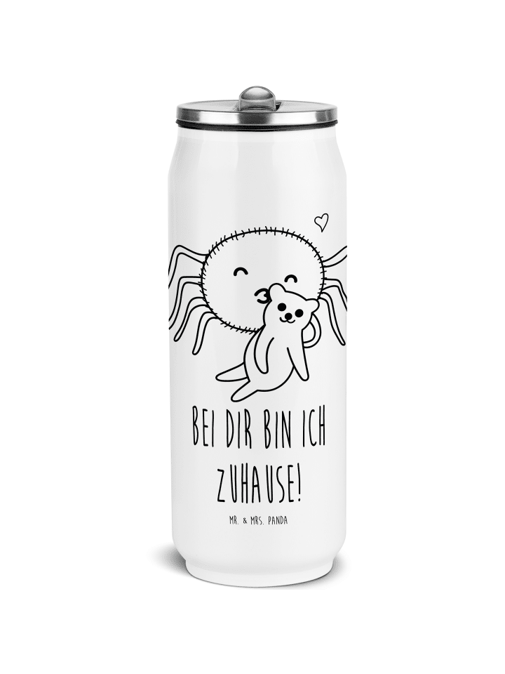 Trinkflasche Spinne Agathe Teddy mit Spruch in Weiß