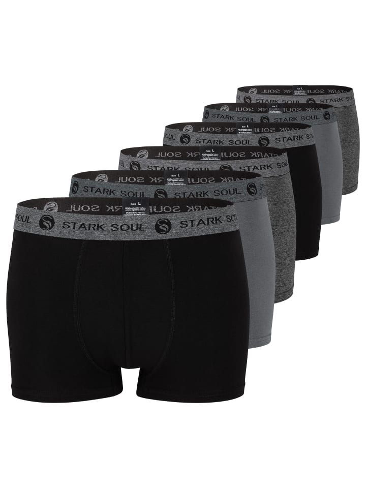 Boxershorts 6'er Pack - Hipster Shorts in schwarz/dunkelgrau/anthrazit