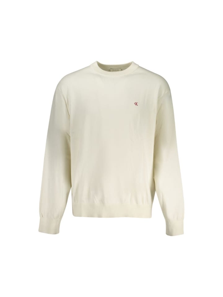 Weiß Baumwolle Herren Pullover