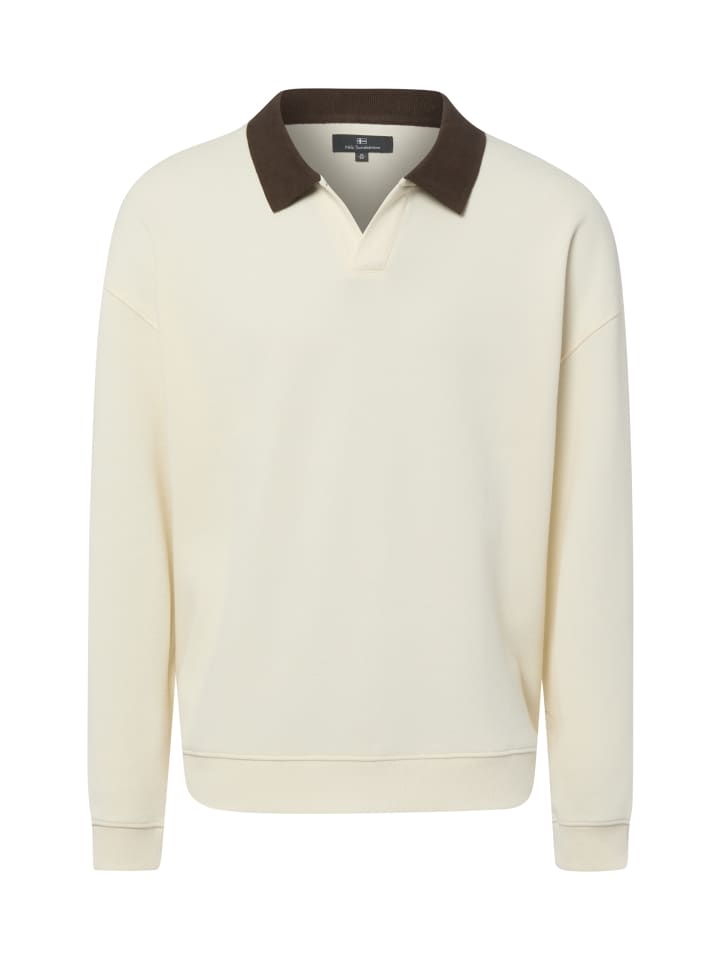 Sweat-Poloshirt in ecru