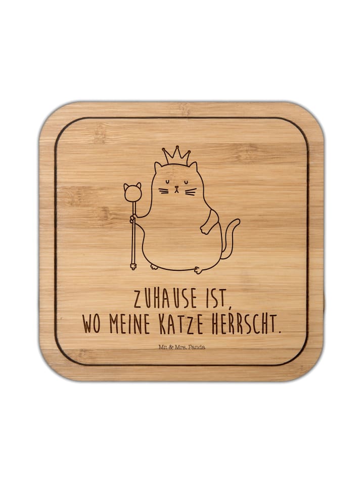 Korkuntersetzer Katze König mit Spruch in Transparent