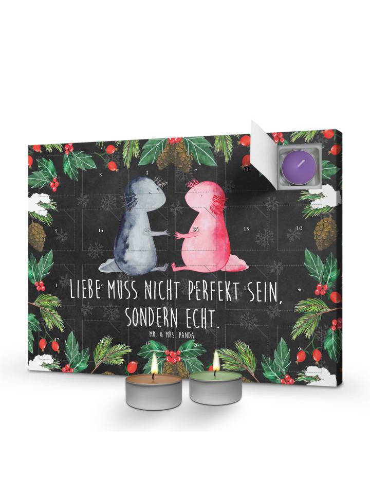 Adventskalender Axolotl Liebe mit Spruch in Kreidetafel