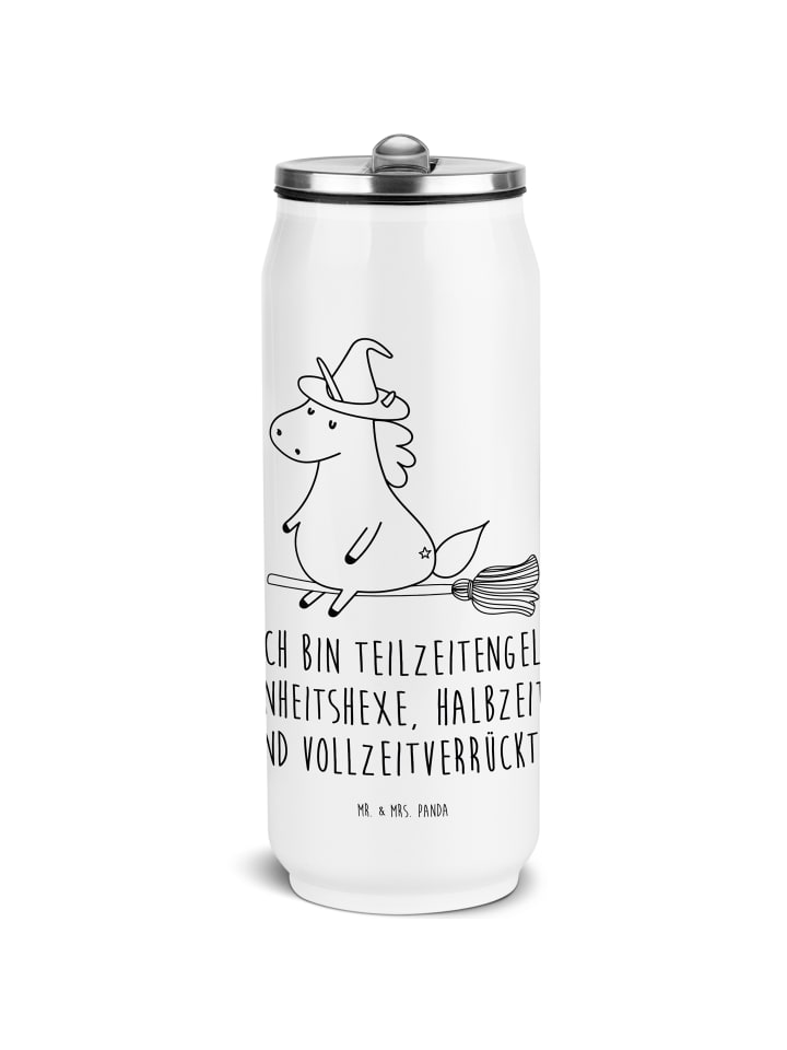 Thermobecher Einhorn Hexe mit Spruch in Weiß