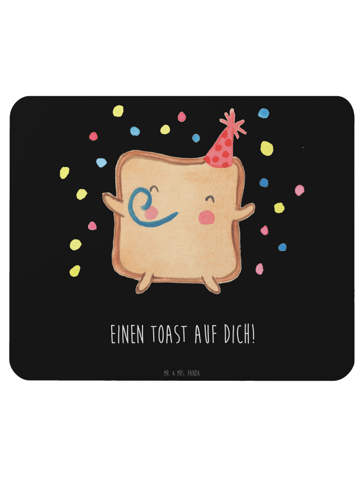 Maus Pad Toast Party mit Spruch in Schwarz