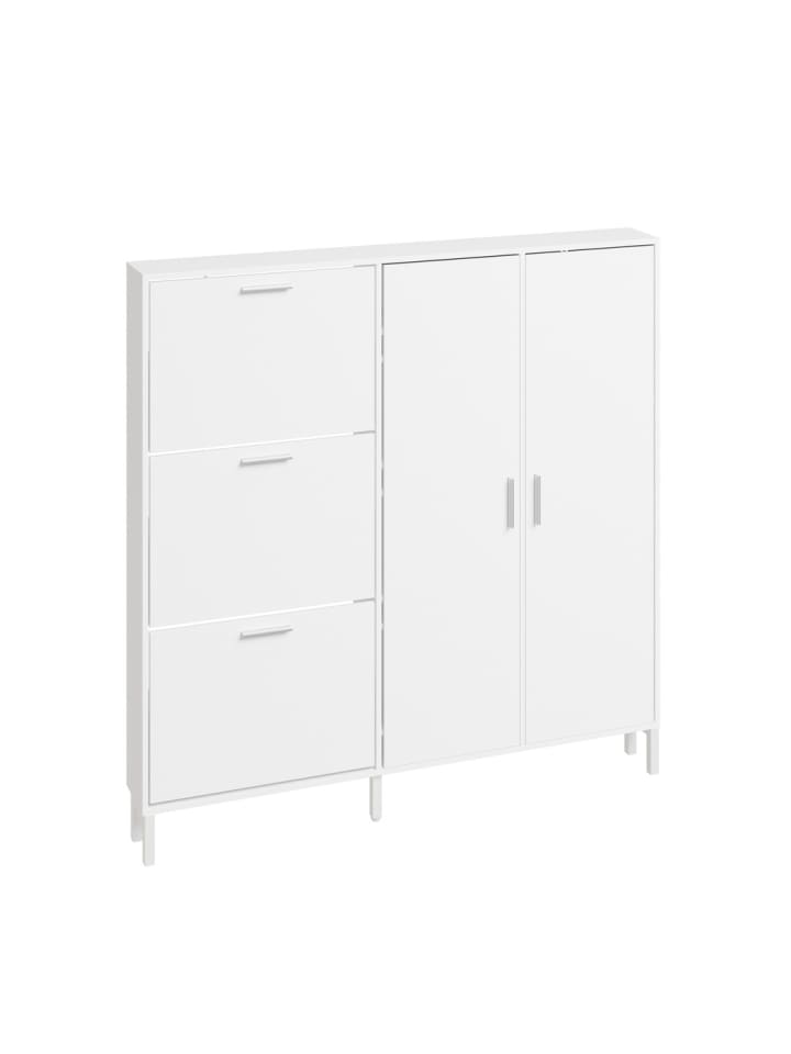 Schuhschrank in Reinweiß - (W) 14.5 x (H) 117 x (L) 115.5 cm