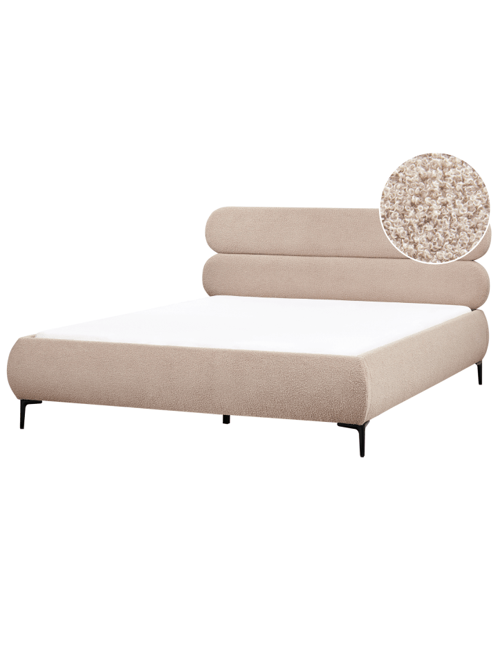 2-tlg Doppelbett LESSAY in Beige/Schwarz