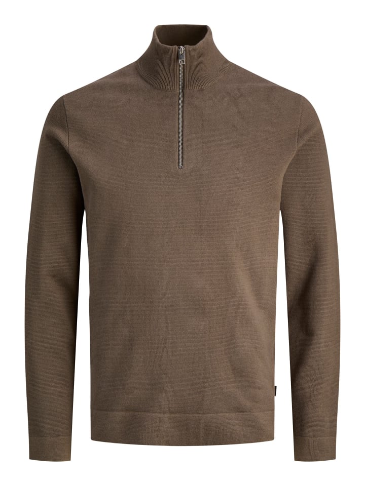 Sweatshirt mit halbem Reißverschluss in Morel