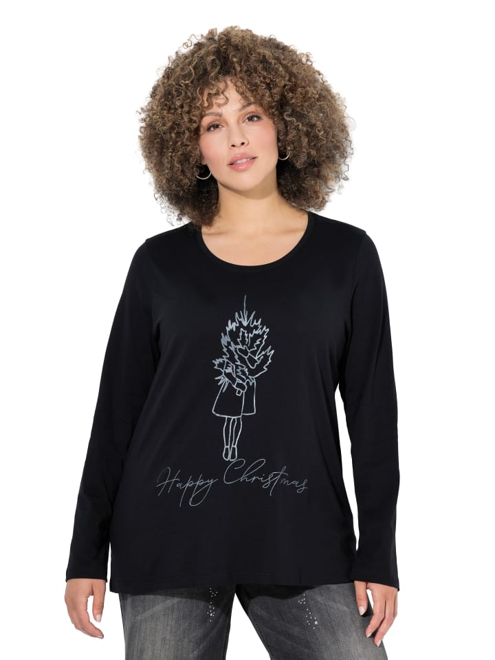 Langarmshirt in schwarz