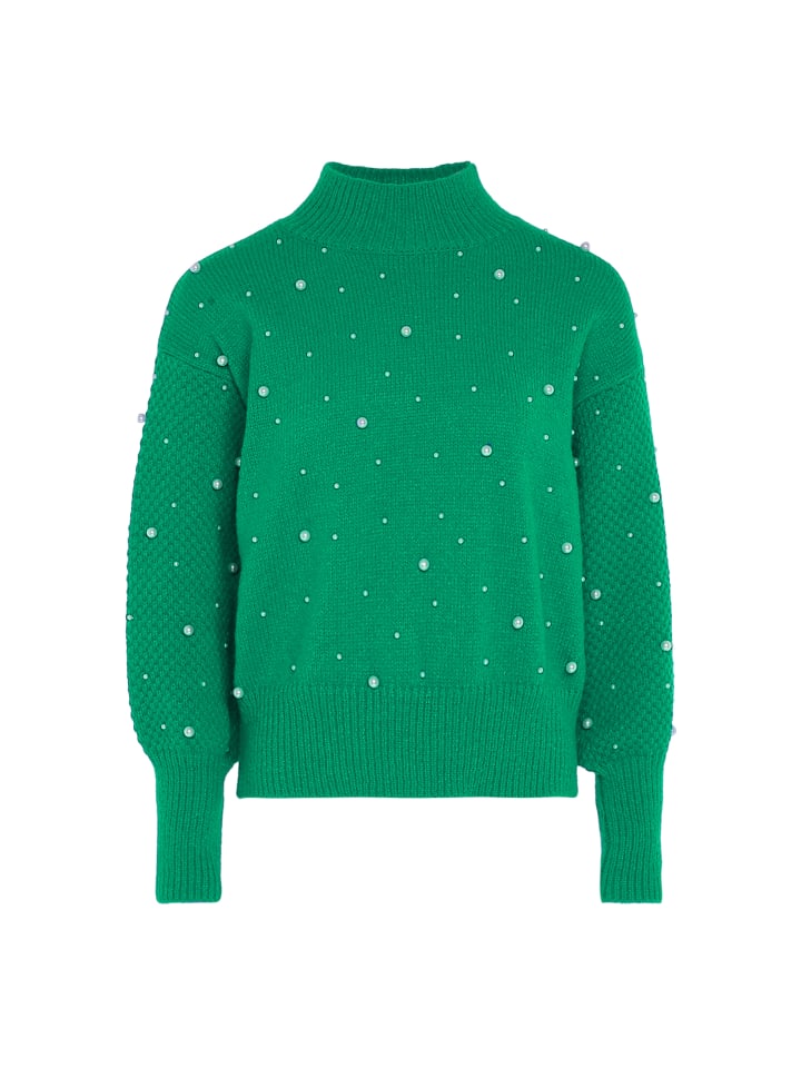 Damen Pullover Mit Perlen in GRÜN