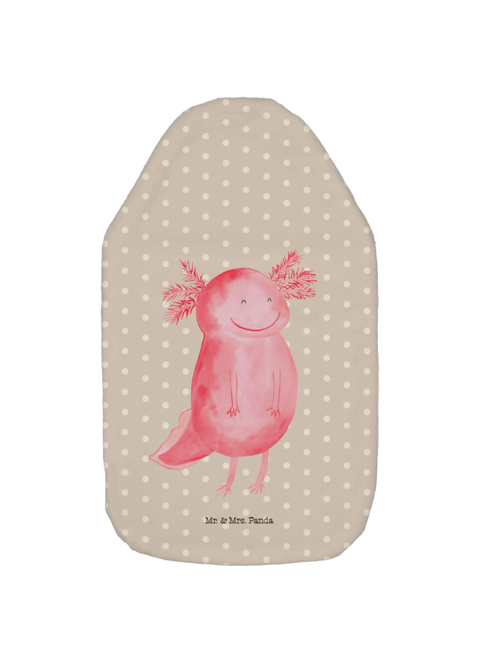 Wärmflasche Axolotl Glücklich ohne Spruch in Grau Pastell