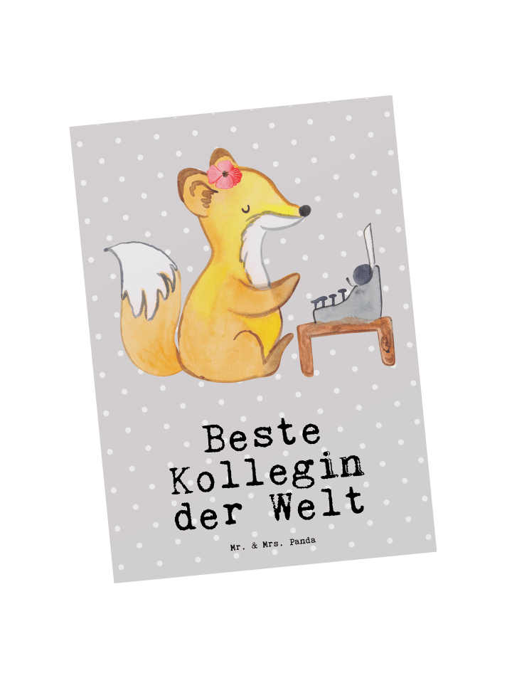 Ansichtskarte Fuchs Beste Kollegin der Welt mit... in Grau Pastell