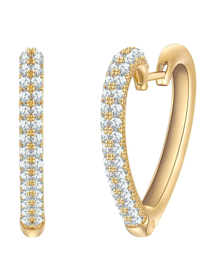 Creolen Herz aus Messing mit Zirkonia in gelbgold