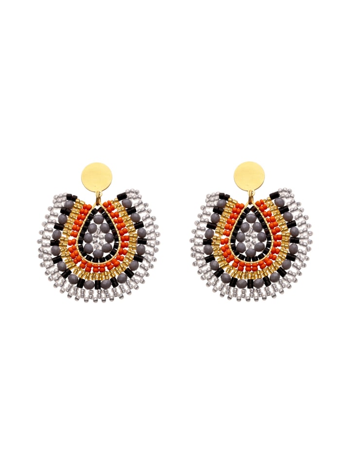 Women Earrings in Orange Multicolor