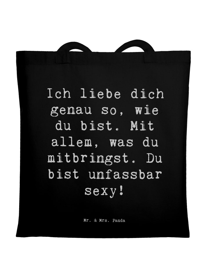 Tote Bag Spruch Sinnlichkeit lieben mit Spruch in Schwarz