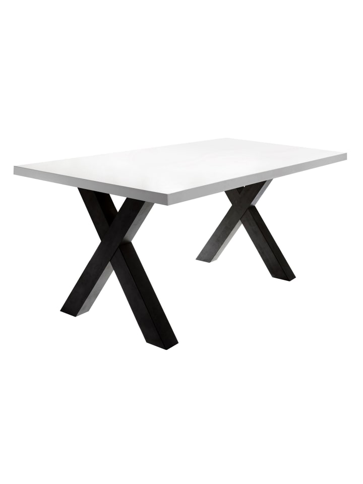 ESSZIMMERTISCH Eike 8 200 x 100 x 75 Esstisch Schwarzstahl/Weiß Matt Lack
