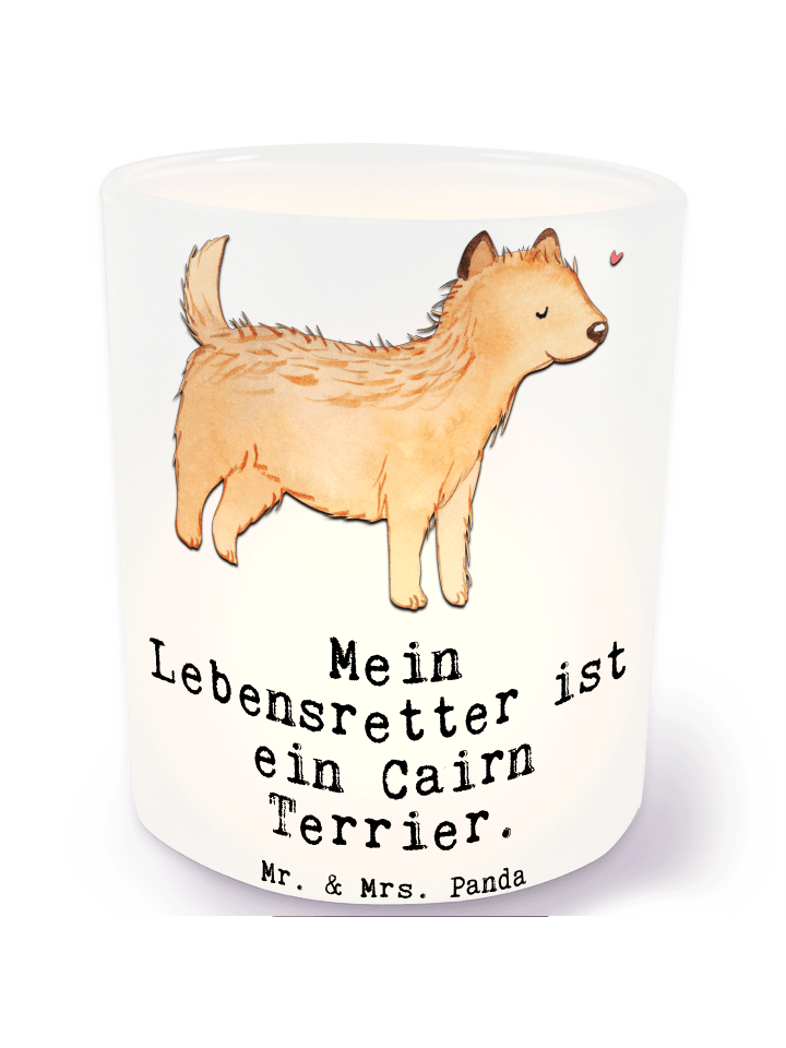 Windlicht Cairn Terrier Lebensretter mit Spruch in Transparent