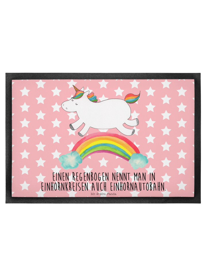 Schmutzmatte Einhorn Regenbogen mit Spruch in Rot Pastell