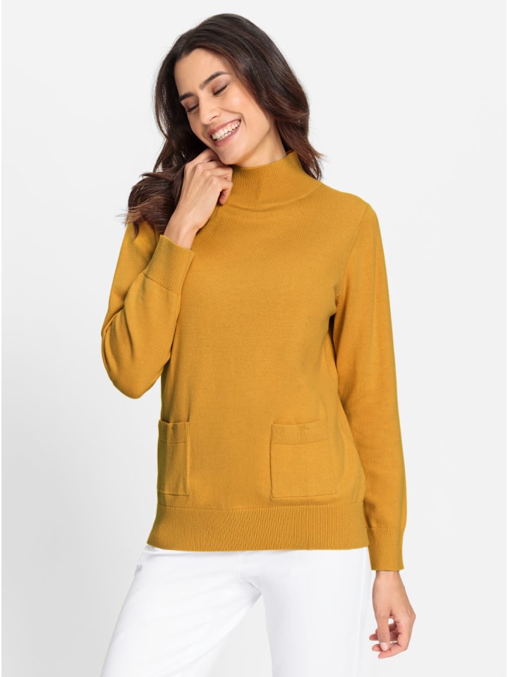 Stehkragen-Pullover in ocker