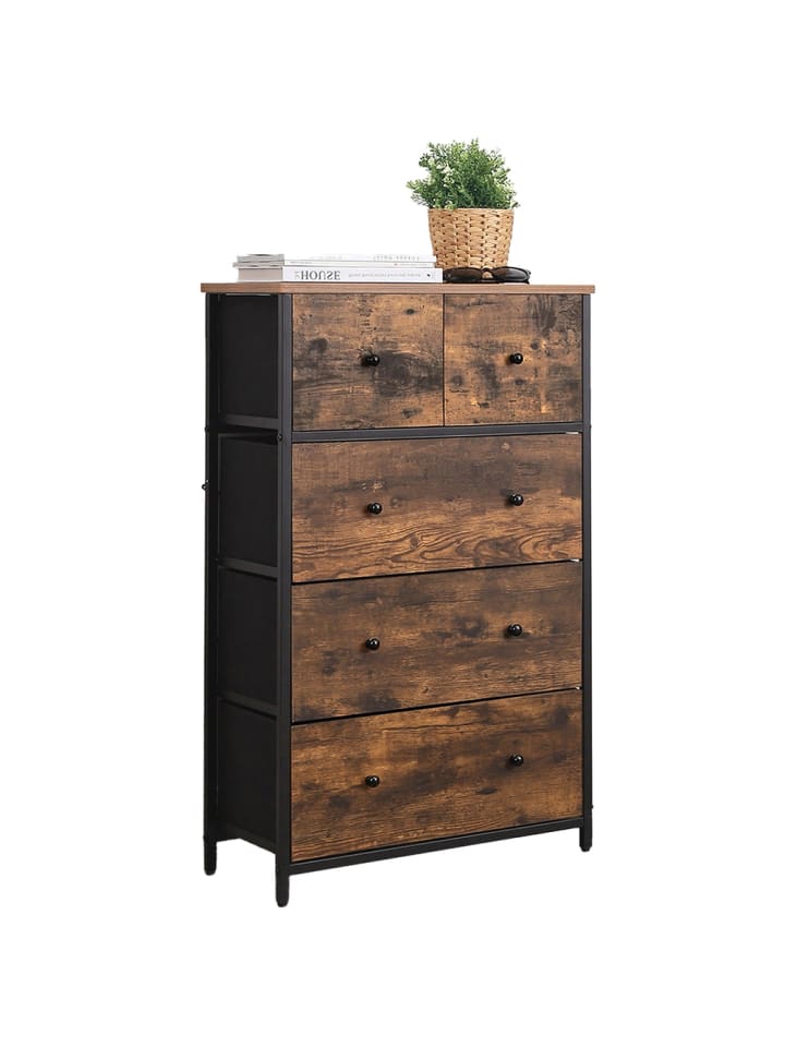 Kommode in Vintagebraun-Schwarz - (B)30 x (H)89.3 x (T)56 cm