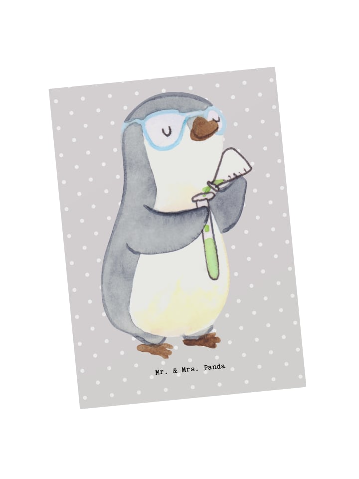 Postkarte Chemiker Herz ohne Spruch in Grau Pastell