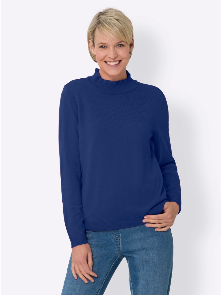 Stehkragen-Pullover in royalblau