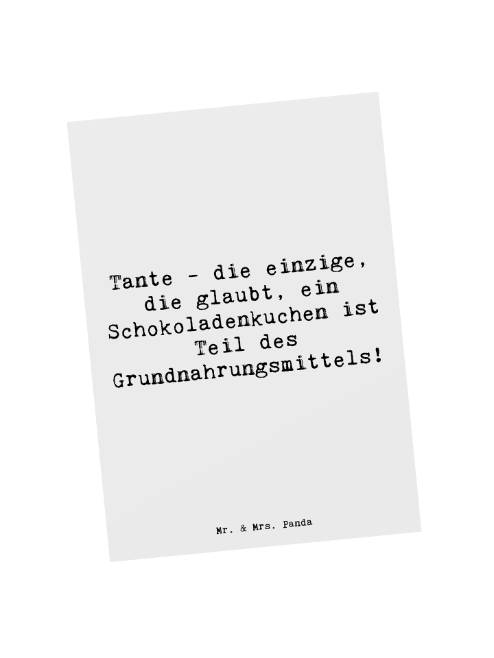 Postkarte Tante Schokoladenkuchen mit Spruch in Weiß