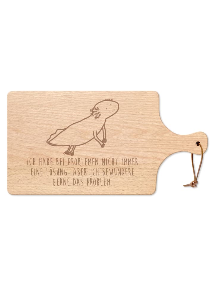 Holzbrett Axolotl Schwimmen mit Spruch in Transparent