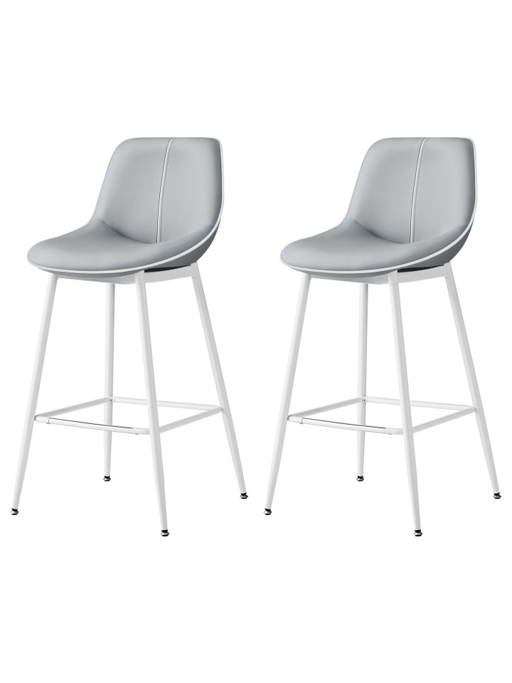 2er-Set: Barhocker Lyna in Taubengrau - (B)50 x (H)98.5 x (T)49.5 cm
