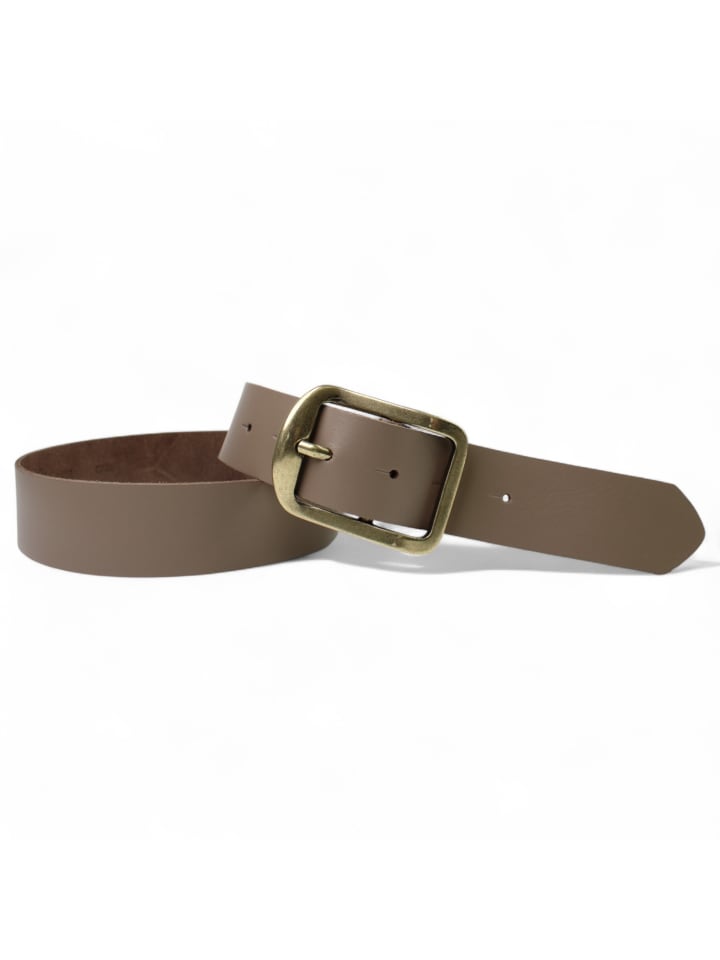 Ledergürtel Messing in Taupe