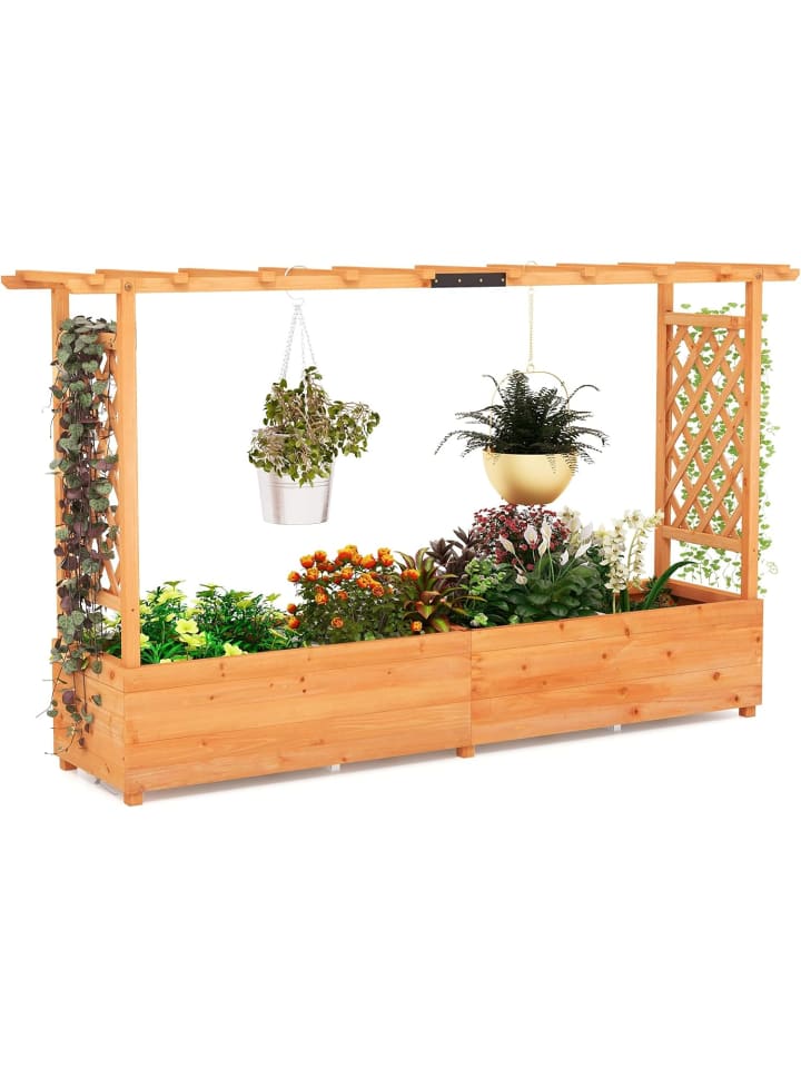 Hochbeet mit Rankgitter 200x44x114cm in Orange