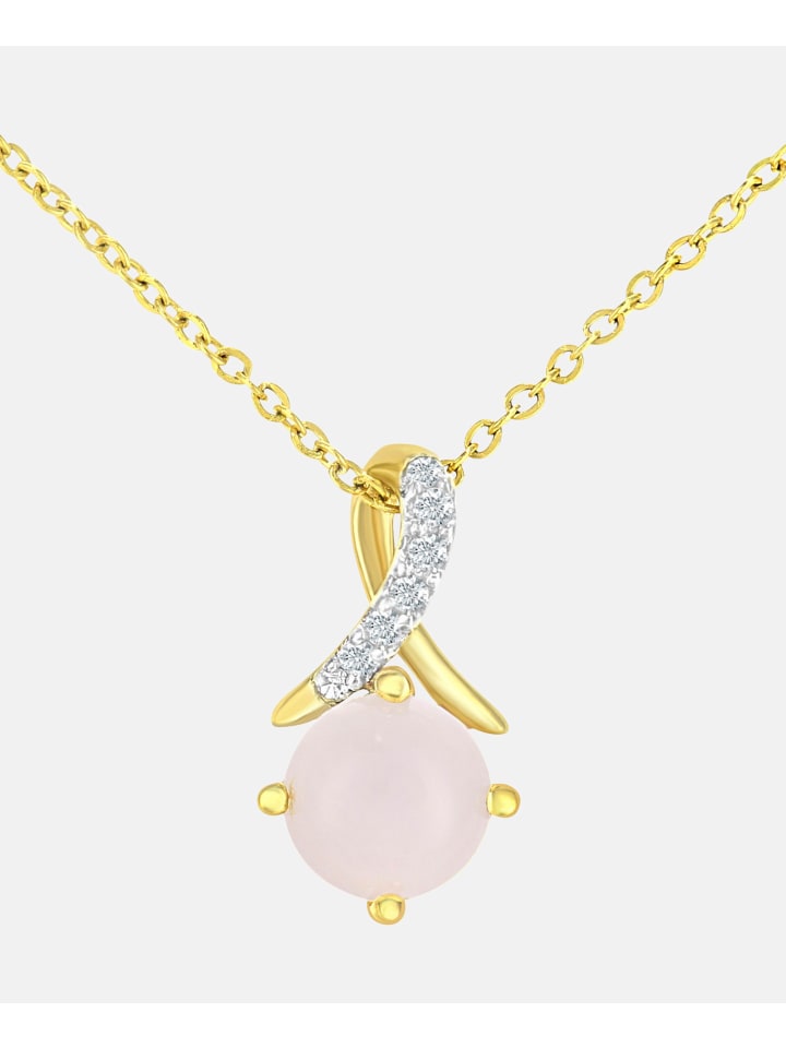 Halskette mit Anhänger aus 375 Gelbgold mit Diamant mit Opal gedreht