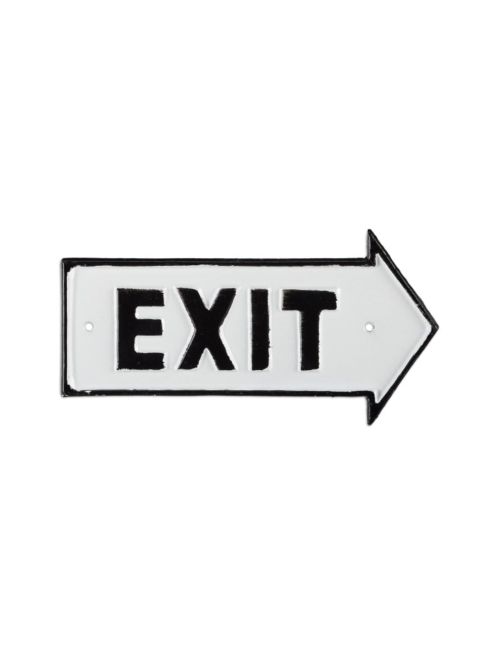 2 x Exit Schild in Weiß/schwarz