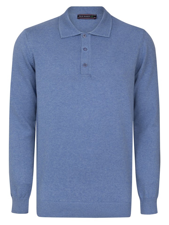 Polo Kragen Langarm Pullover in Indigo