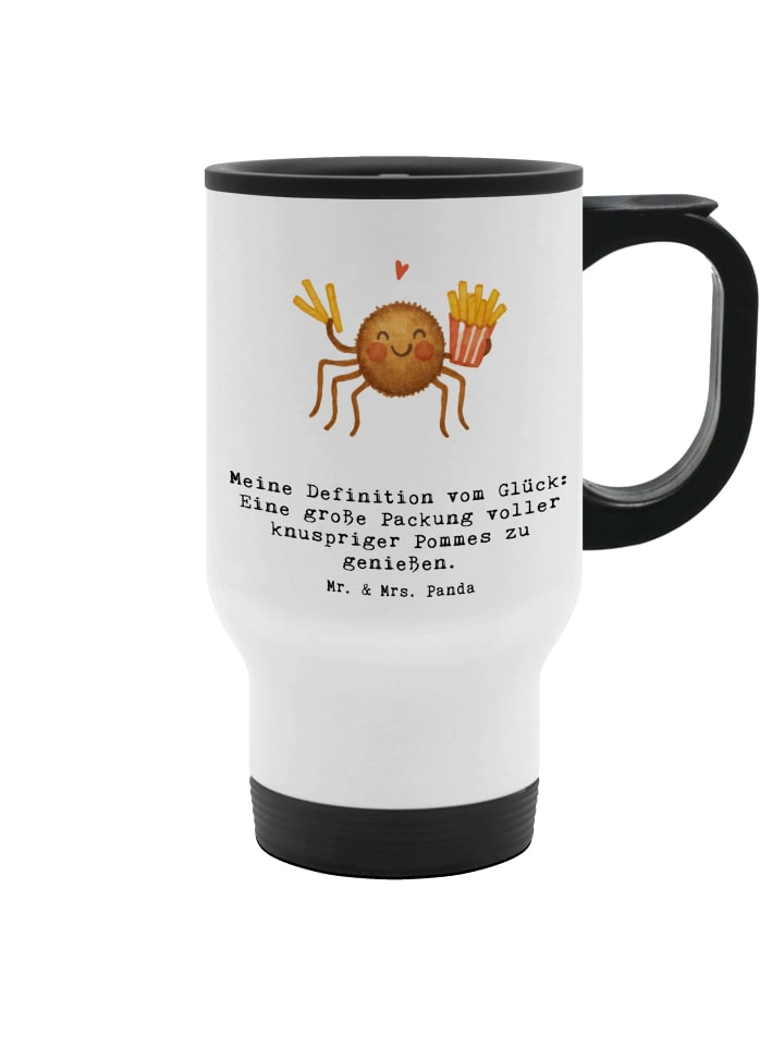Doppelwandtasse Spinne Agathe Pommes mit Spruch in Weiß