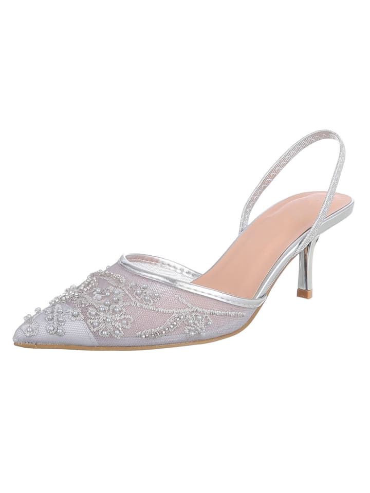 High Heel in Silber und Grau