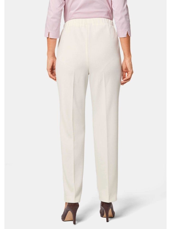 Rippenhose mit Biesen in cremeweiß