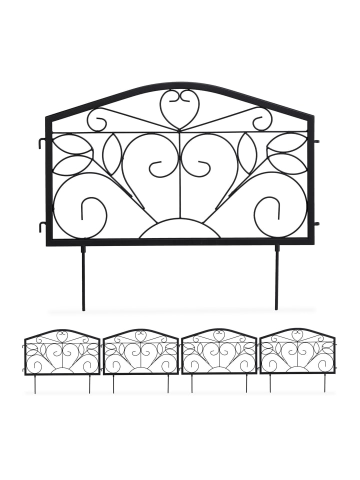 4er Set Beetzaun in Schwarz (H)33 cm
