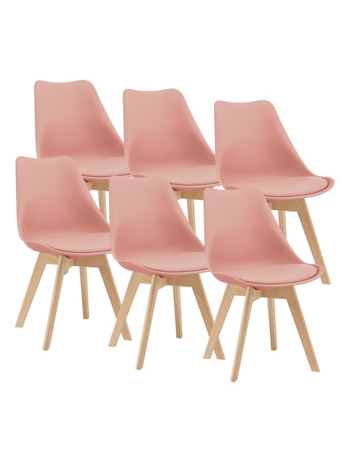 6er-Set Esszimmerstuhl Fläten in Rosa (H)81cm (B)49cm (T)57cm