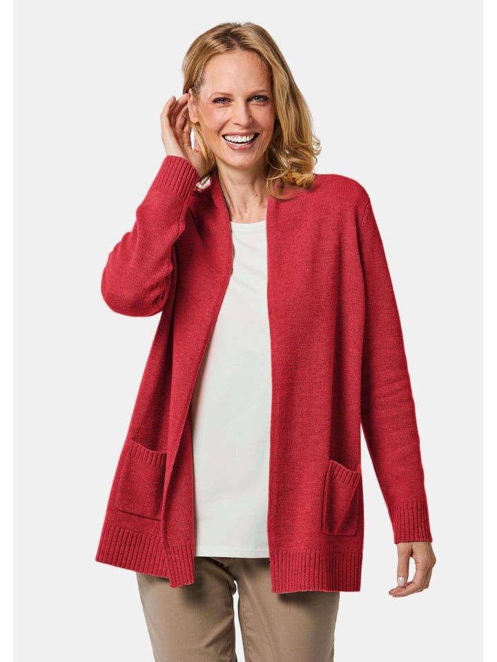 Kurzgröße: Langarm Cardigan aus Merino in rot