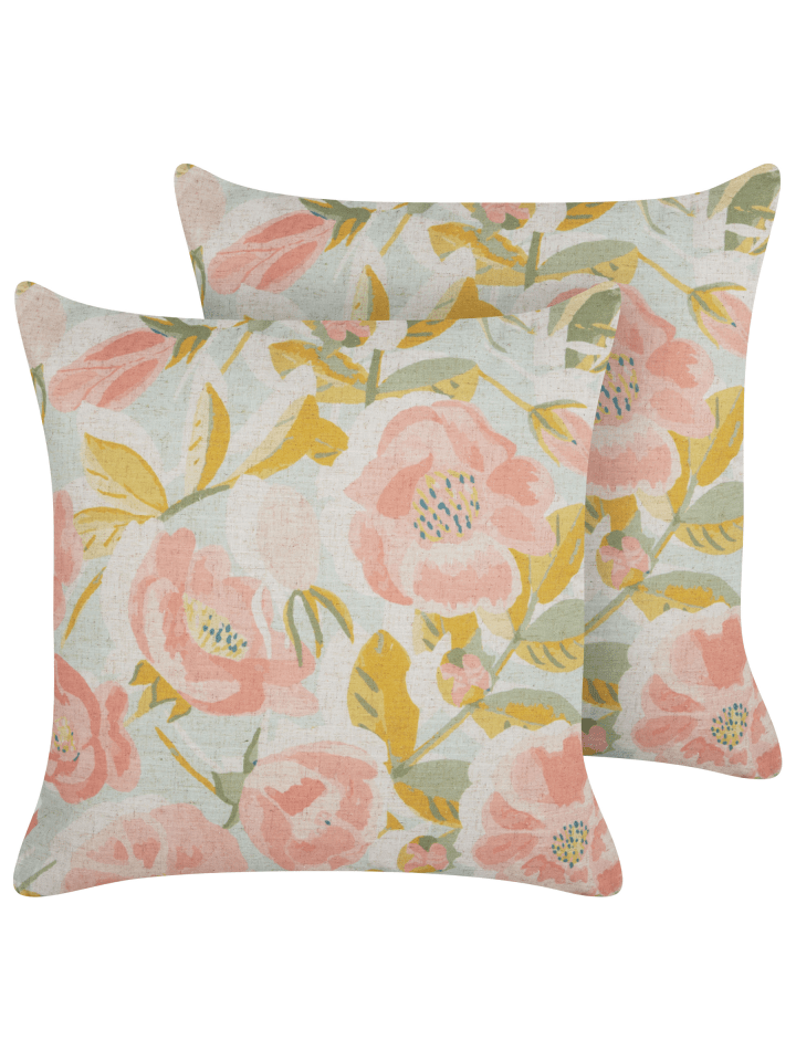 2er-Set Dekokissen ZAHRIYE in Rosa/Blau/Grün