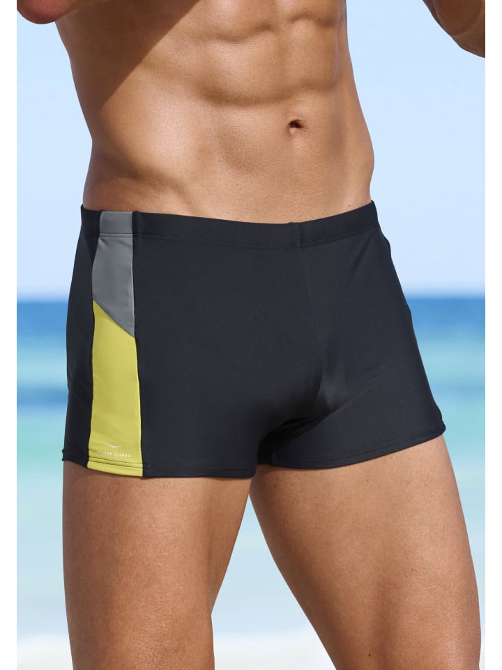 Boxer-Badehose in schwarz-gelb