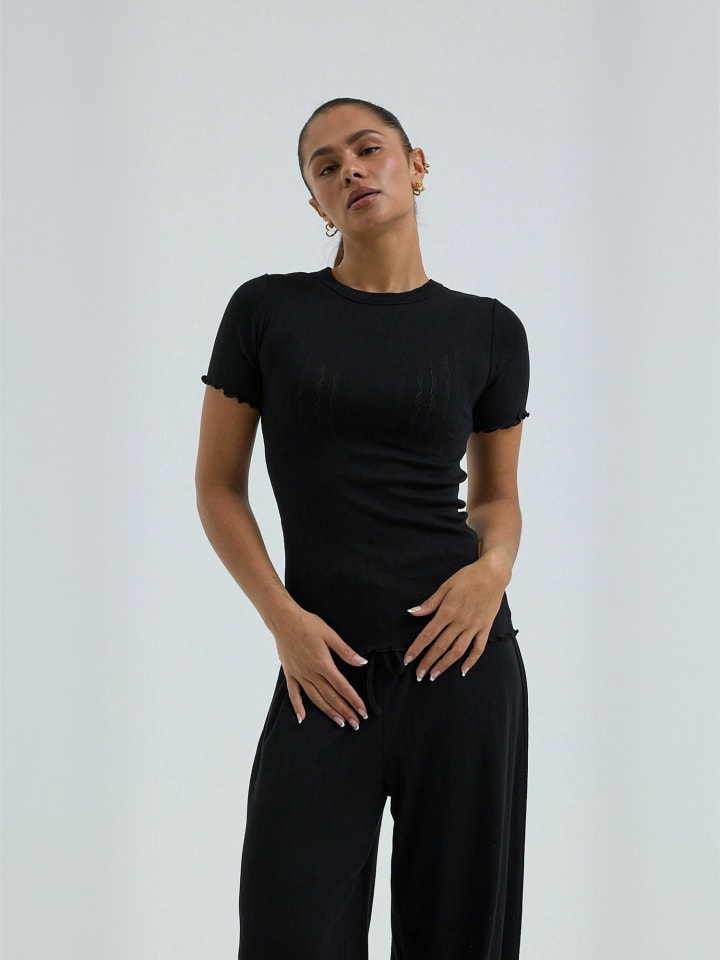 T-Shirt Jacquard in Black