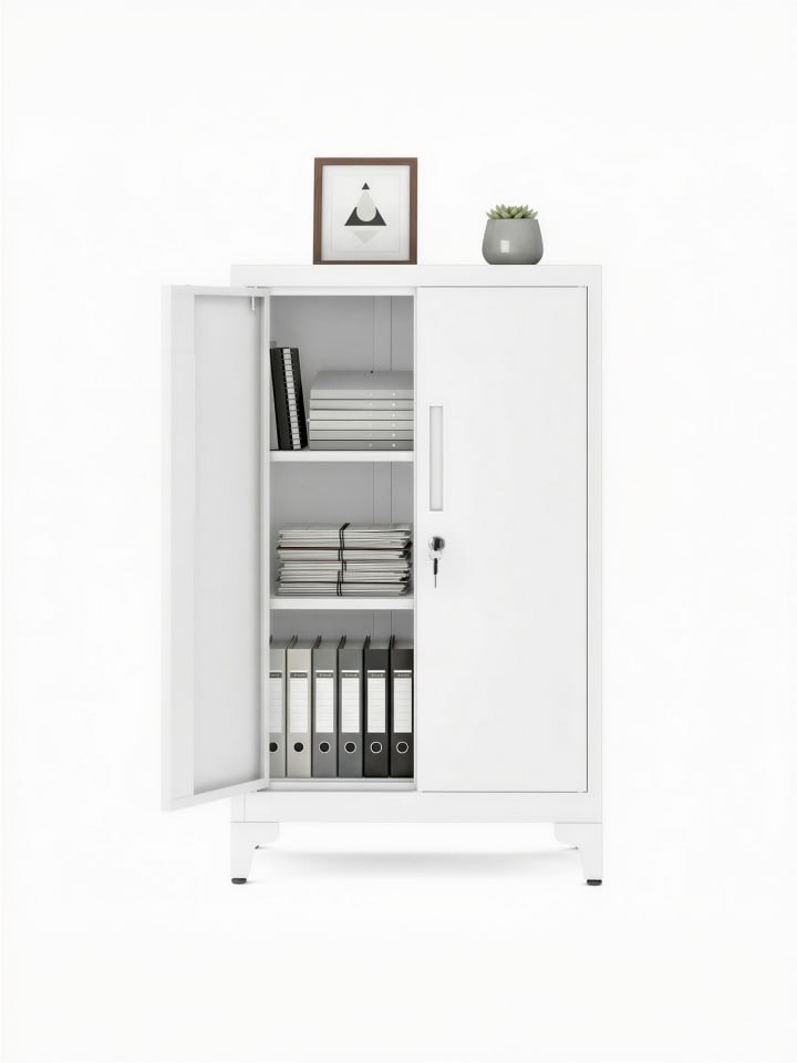 Aktenschrank Berend in Weiß - (B)60.1 x (H)99 x (T)40.2 cm