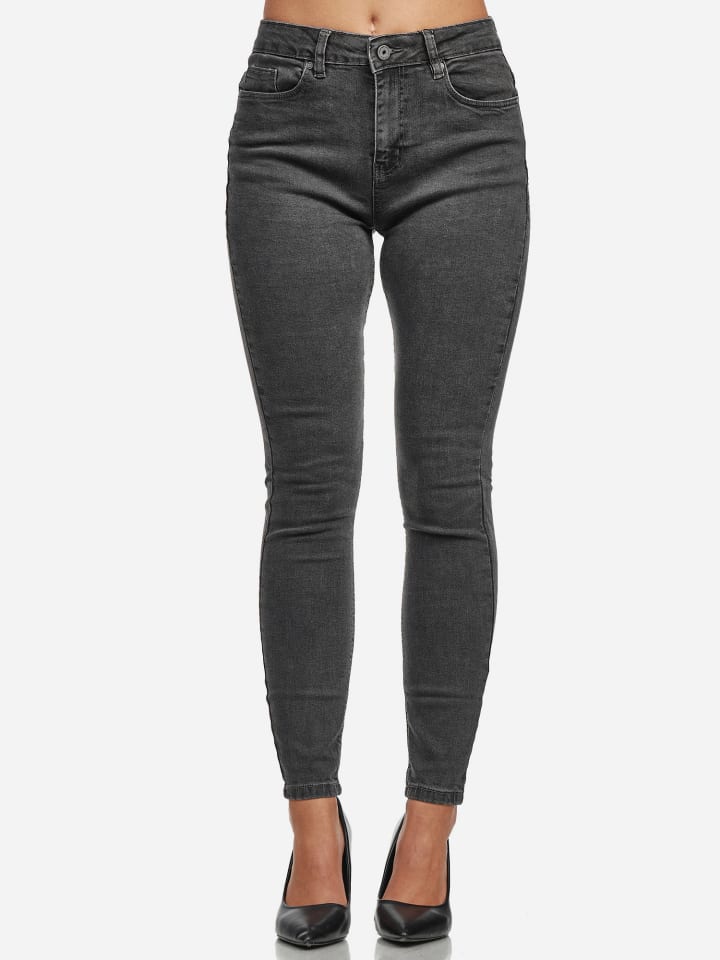 Jeans Skinny Fit High Waiste "F101" in Anthrazit