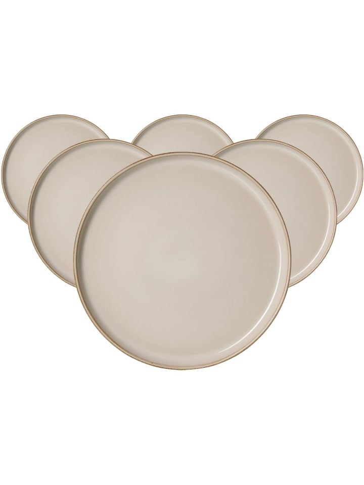6er Set Speiseteller Olivia in Beige ø 26,5 cm